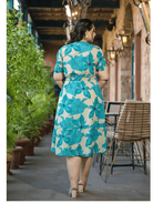 Plus Size Seagreen Cotton Printed Dress - BONYHUBSALWAR KAMEEZ