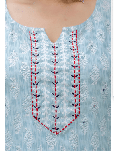 Plus Size Sky Blue Straight Salwar Suit - BONYHUBSALWAR KAMEEZ