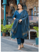Plus Size Teal Blue Straight Salwar Suit UK Next Day - BONYHUBSALWAR KAMEEZ