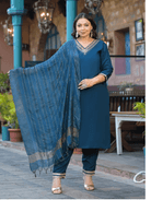 Plus Size Teal Blue Straight Salwar Suit UK Next Day - BONYHUBSALWAR KAMEEZ
