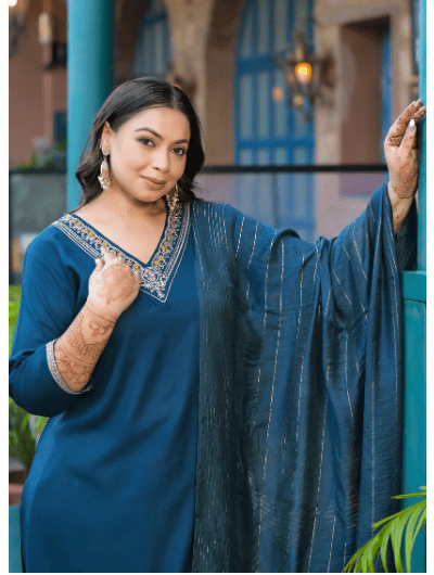 Plus Size Teal Blue Straight Salwar Suit UK Next Day - BONYHUBSALWAR KAMEEZ
