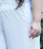 Plus size White Rayon Wide Leg Palazzo - BONYHUBSALWAR