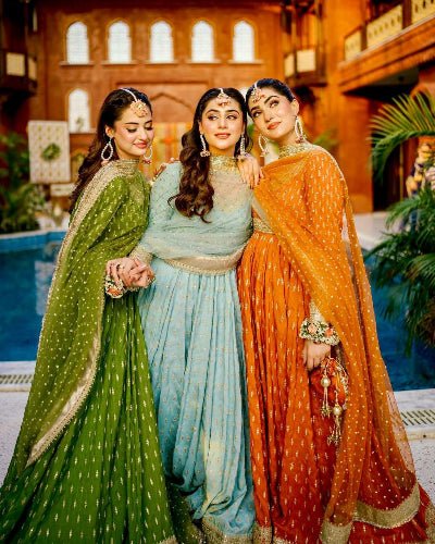 Powder Blue Designer Chinon Silk Embroidered Anarkali Suit - BONYHUBSALWAR KAMEEZ