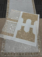 Powder Blue Mirror Work Partywear Saree - BONYHUBSAREE