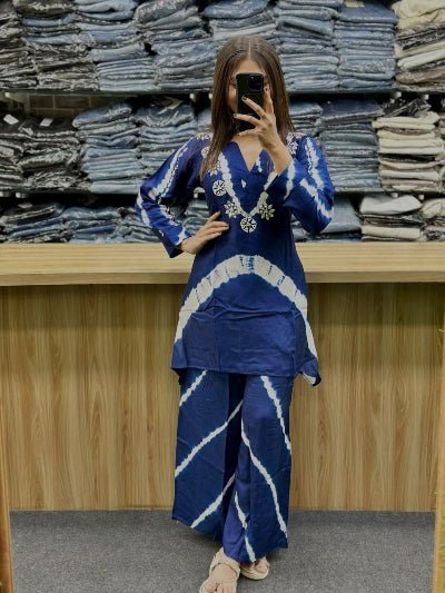 Premium Burberry Silk Cord Set with Handwork - BONYHUBSALWAR KAMEEZ