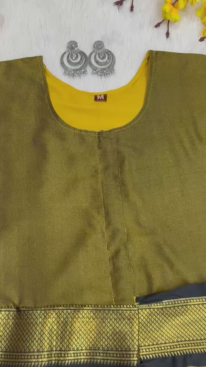 Mustard Yellow Lichi Silk Zip & Go 10 Second Saree Gown