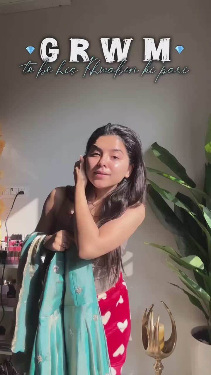 Sea Green Silk Blend Ethnic Anarkali Suit Set