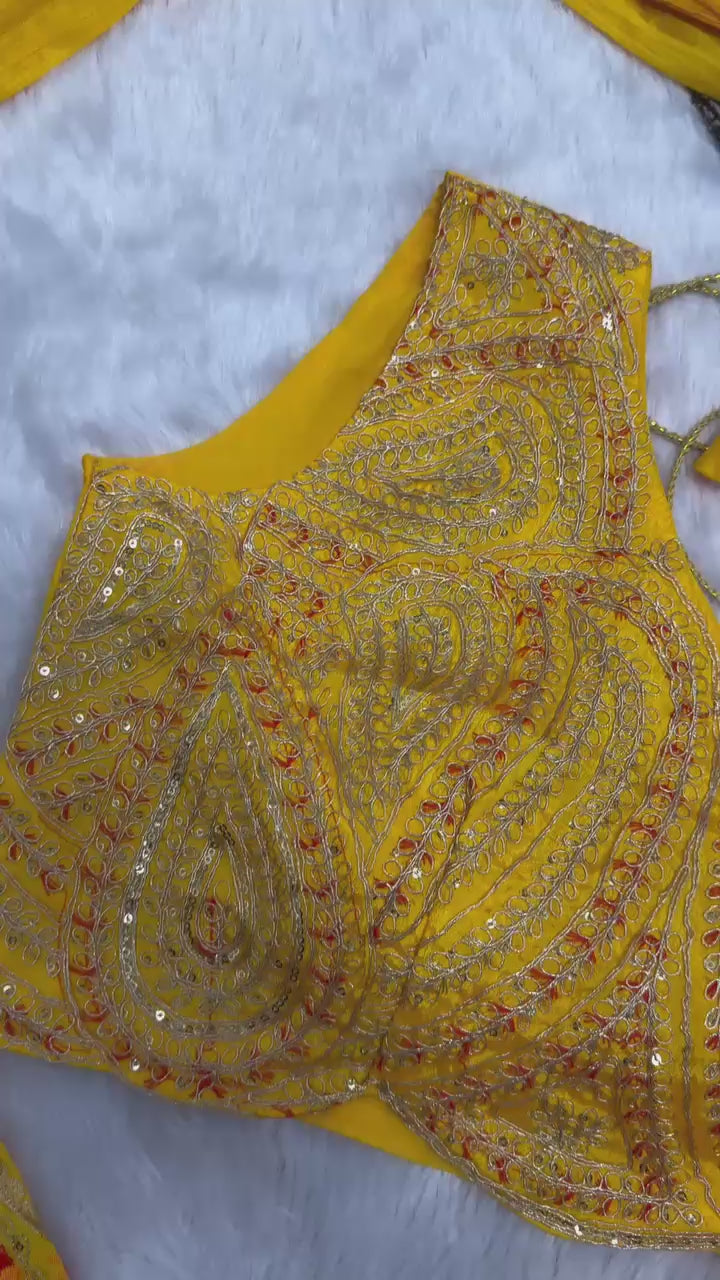 1 Min Red Embroidered Ready to Wear Stitched Saree Blouse & Koti