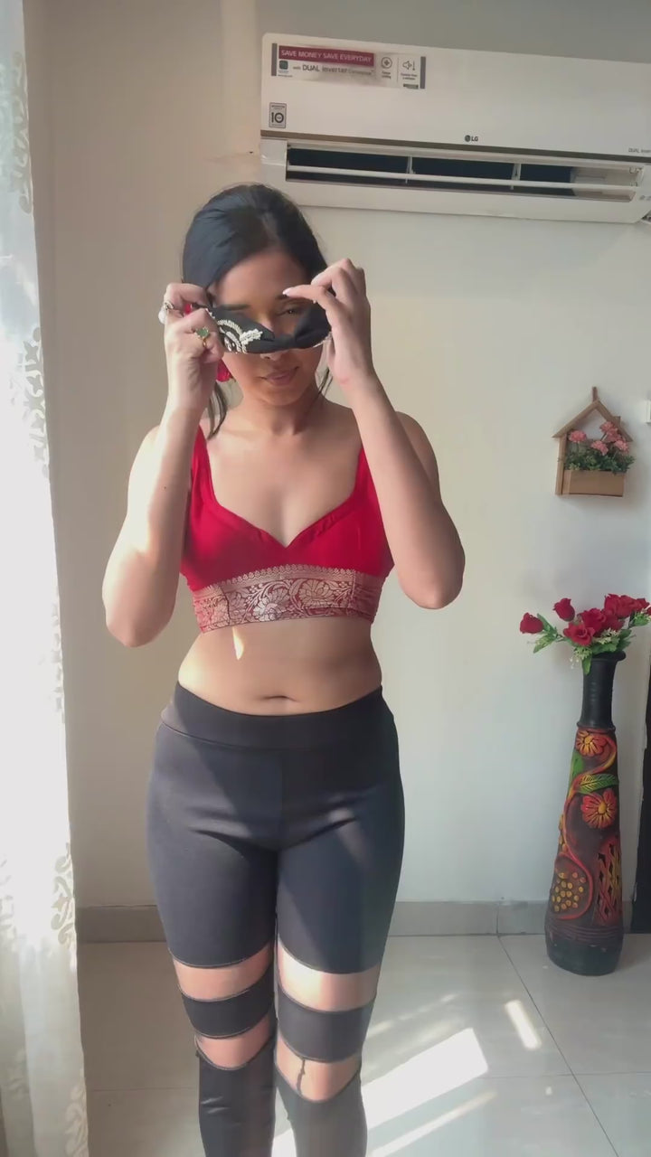 Red 1 Min Ready to wear Benerasi  Wedding Saree