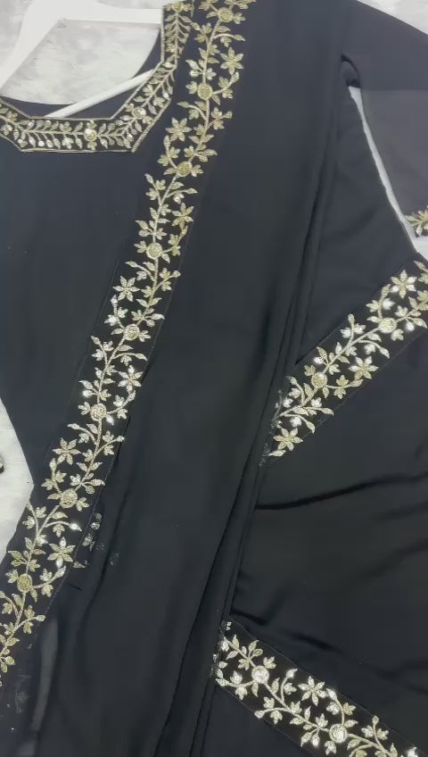 Superhit Pink Saree Gown Georgette Stitched Readymade