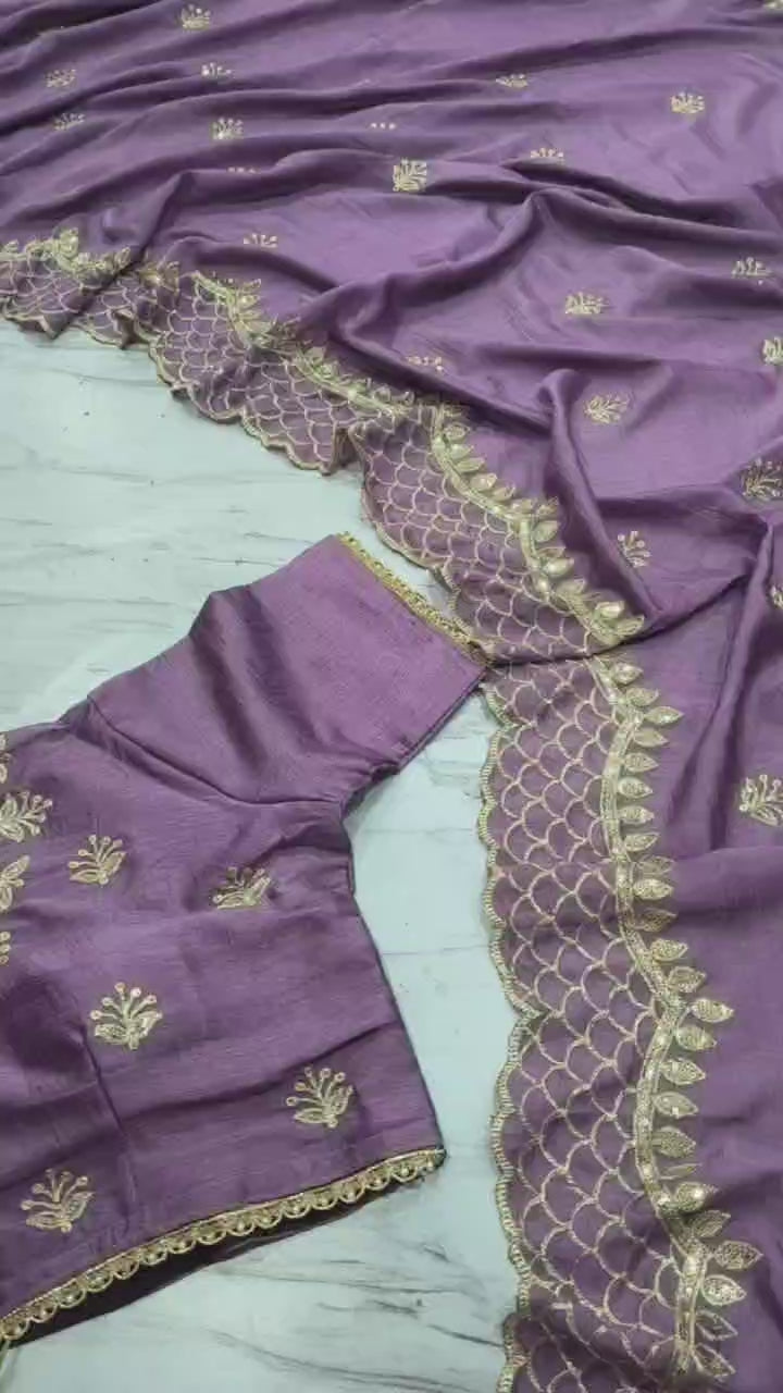 Sequin Silk Saree Free Stitched Readymade Blouse