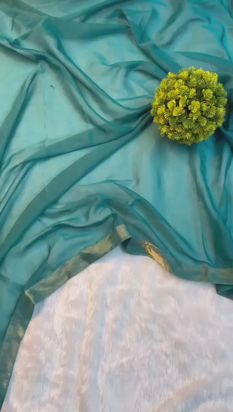 Sea Blue Fendi Silk Traditional Salwar Suit Set