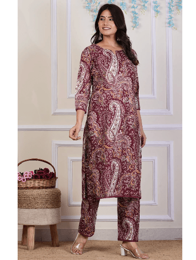 Pure Cotton Co - ord Set Kurti Pant Set of 2 - BONYHUBSALWAR KAMEEZ