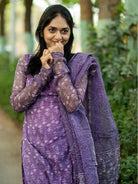 Purple Cotton Straight Salwar Suit Set - BONYHUBSALWAR KAMEEZ
