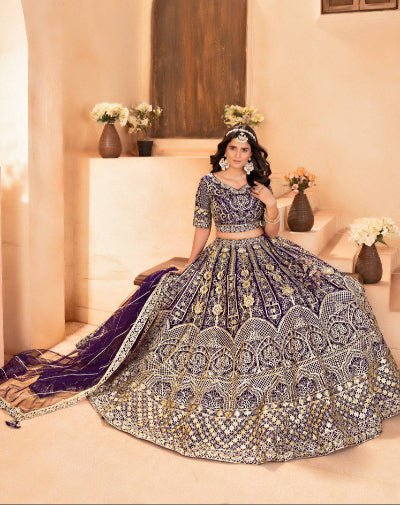 Purple Designer Sequins Net Lehenga Choli Set - BONYHUBSALWAR KAMEEZ