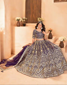 Purple Designer Sequins Net Lehenga Choli Set - BONYHUBSALWAR KAMEEZ