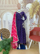 Purple Georgette Anarkali Suit Pink Leheriya Dupatta - BONYHUBSALWAR KAMEEZ