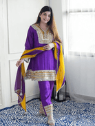 Purple Gold Salwar Suit Dupatta Uk Next Day - BONYHUBSALWAR KAMEEZ