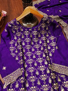 Purple Stunning Chinon Silk Sharara Palazzo Suit Set - BONYHUBSALWAR KAMEEZ