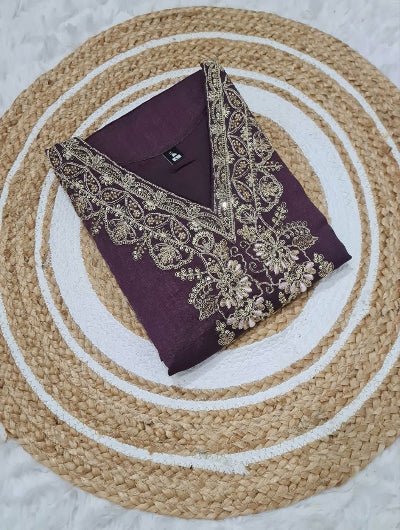Purple Vichitra Silk Suit Set with Dupatta - BONYHUBSALWAR KAMEEZ