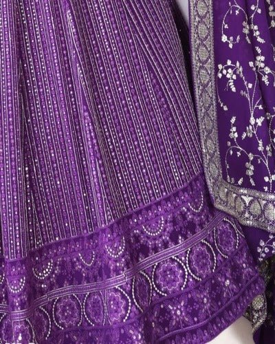 Purple Wedding Wear Designer Lehenga Choli UK Next Day - BONYHUBSALWAR KAMEEZ