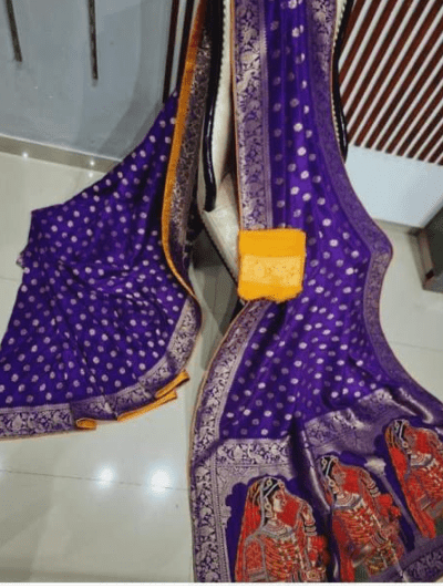Purple Yellow Soft Silk Saree UK Next Day - BONYHUBSAREE