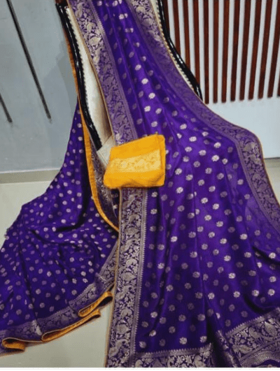 Purple Yellow Soft Silk Saree UK Next Day - BONYHUBSAREE
