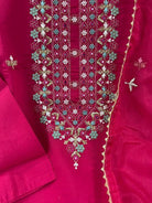 Rani Pink Chanderi Embroidered Suit With Organza Dupatta - BONYHUBSALWAR KAMEEZ