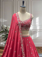 Rani Pink Chinon Lehenga Choli Set - BONYHUBSALWAR KAMEEZ