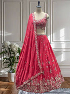Rani Pink Chinon Lehenga Choli Set - BONYHUBSALWAR KAMEEZ