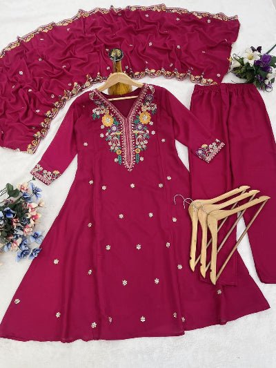 Rani Pink Ethnic Wear Women Anarkali Suit Set - BONYHUBSALWAR KAMEEZ