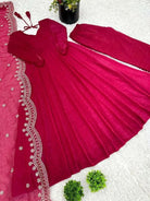 Rani Pink Festive Flair Anarkali Suit Set - BONYHUBSALWAR KAMEEZ