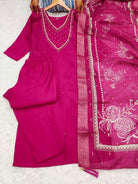 Rani Pink Roman Silk Salwar Suit Set - BONYHUBSALWAR KAMEEZ