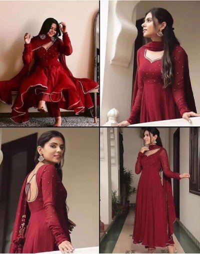 Readymade Georgette Long Anarkali Dupatta Set - BONYHUBSALWAR KAMEEZ