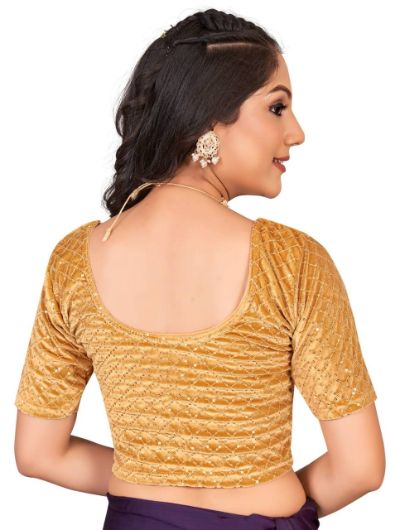 Readymade Velvet Sequence Embroidery Saree Blouse - BONYHUBblouses