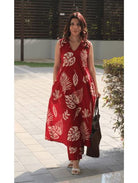 Red Co - ord Set with Kurta Pant (Set of 2) - BONYHUBSALWAR KAMEEZ