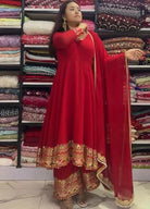 Red Embroidered Anarkali Gown Palazzo and Dupatta UK Next Day - BONYHUBSALWAR KAMEEZ