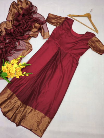 Red Ethnic Saree Gown with Blouse Readymade Saree UK Next Day - BONYHUBSAREE