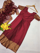 Red Ethnic Saree Gown with Blouse Readymade Saree UK Next Day - BONYHUBSAREE