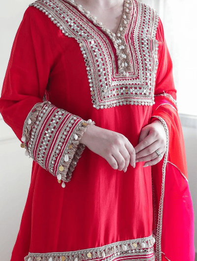Red Gold Salwar Suit Dupatta Uk Next Day - BONYHUBSALWAR KAMEEZ