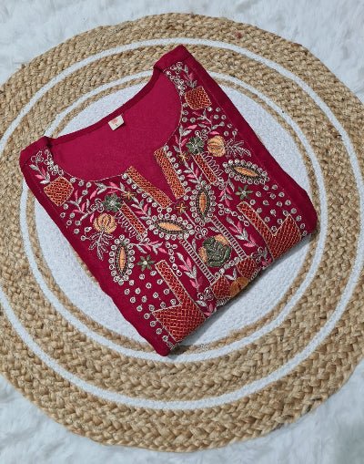 Red Premium Vichitra Silk Anarkali Set with Elegant Chinon Dupatta - BONYHUBSALWAR KAMEEZ