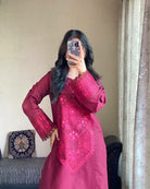 Red Roman Silk Palazzo Suit With Georgette Dupatta - BONYHUBSALWAR KAMEEZ