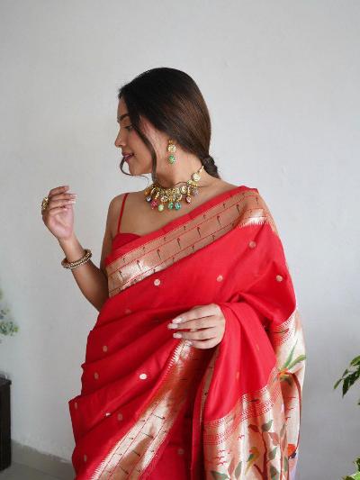 Red Soft Silk Saree UK Next Day - BONYHUBSAREE