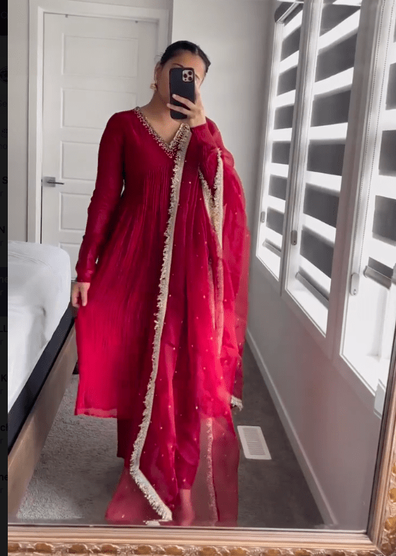 Red Superhit Latest Anarkali Salwar Suit Set of 3 UK Next Day - BONYHUBSALWAR KAMEEZ