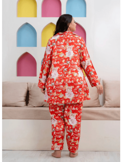 Red White Stylish Satin Night suit - BONYHUBsalwar suit