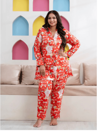 Red White Stylish Satin Night suit - BONYHUBsalwar suit