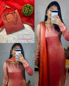 Reddish Pink Fendi Silk Traditional Salwar Suit Set - BONYHUBSALWAR KAMEEZ