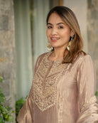 Rich Gold Embroidered Sequins Work Anarkali Suit Set - BONYHUBSALWAR KAMEEZ