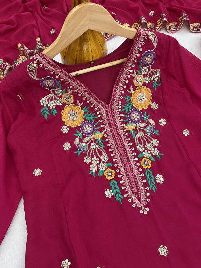 Rani Pink Ethnic Wear Women Anarkali Suit Set