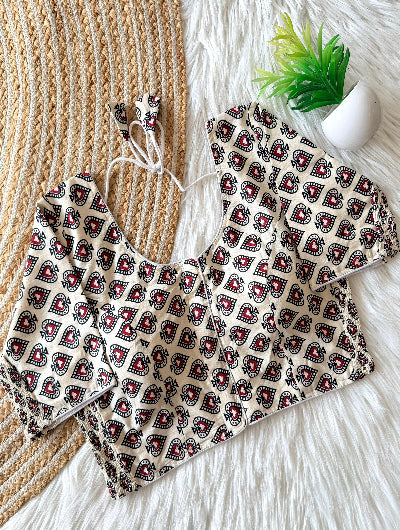 Classic Hand Block Cotton Readymade Blouse- 4 Colours